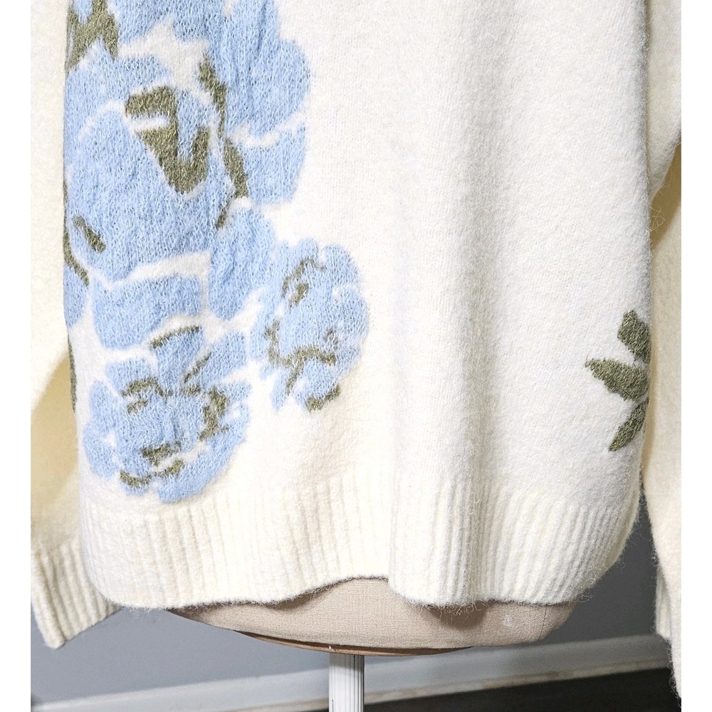 Ted Baker London Floral Jacquard Sweater Women's Medium In Soft Marshmallow - Picture 2 of 8